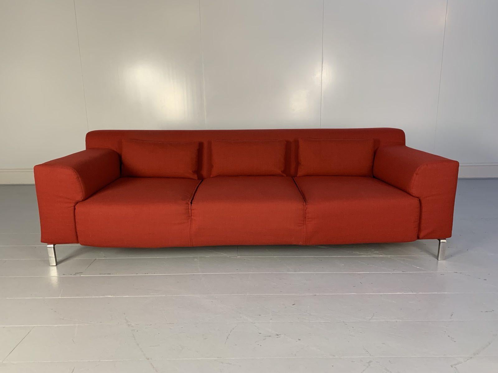 Zanotta “Greg” 3-Seat Sofa & Ottoman, in Red Alpaca Wool 3