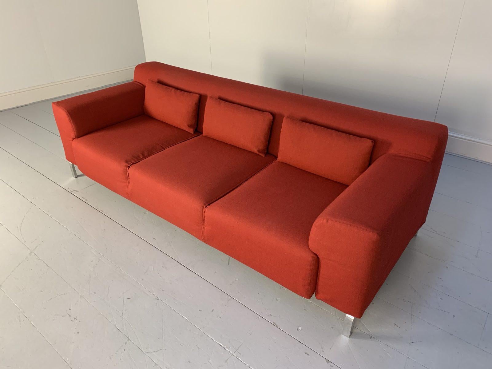 Zanotta “Greg” 3-Seat Sofa & Ottoman, in Red Alpaca Wool 2