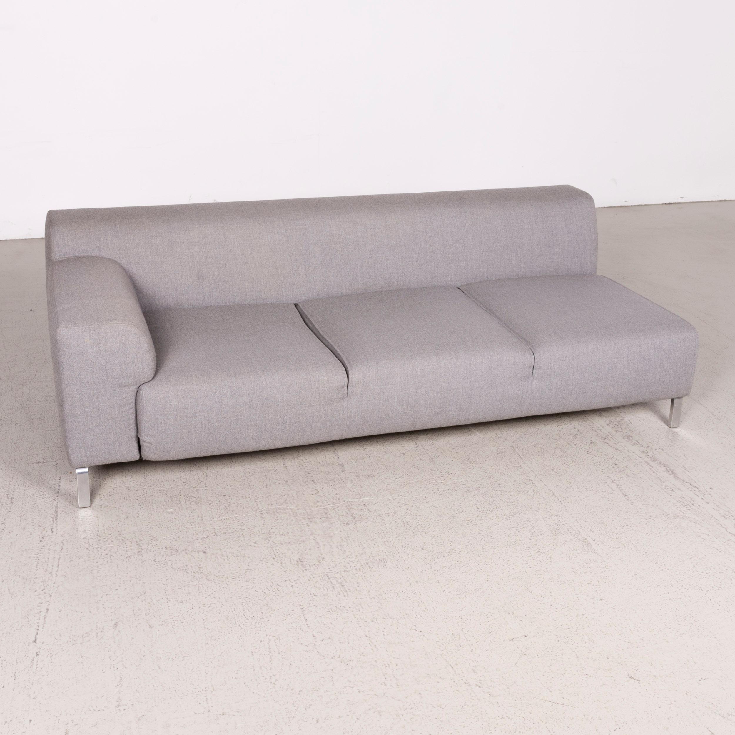 Modern Zanotta Greg Designer Fabric Sofa Gray Three-Seat For Sale