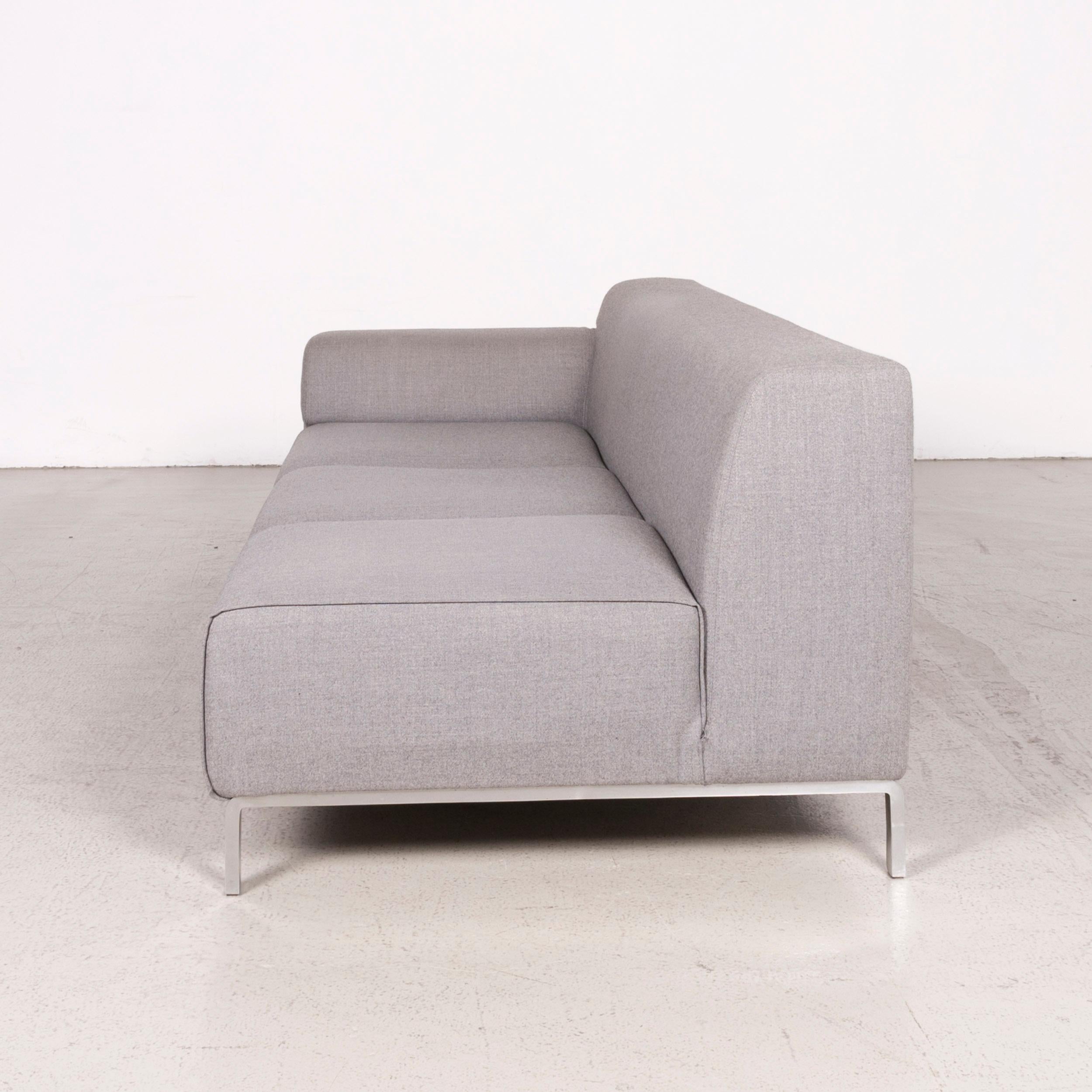 Zanotta Greg Designer Fabric Sofa Gray Three-Seat For Sale 1