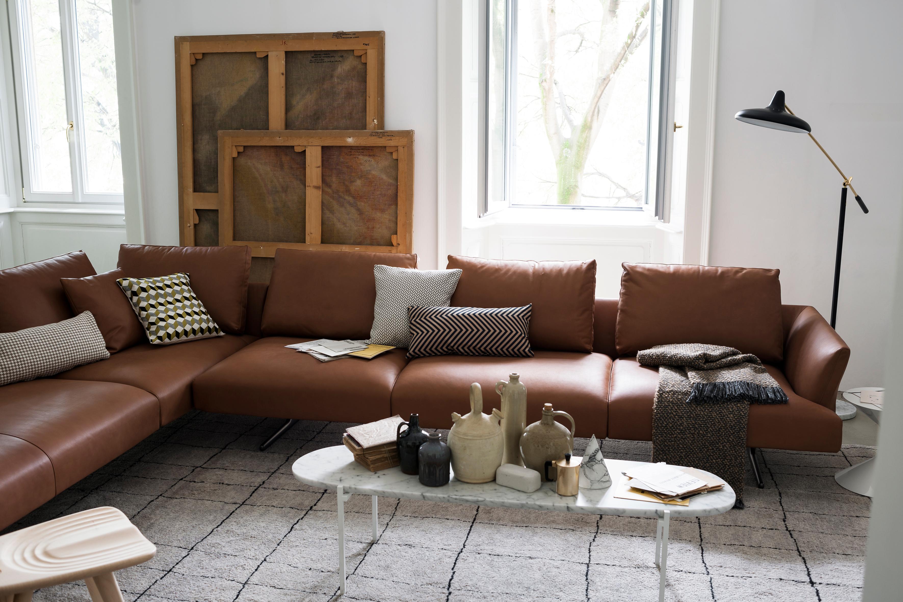 Contemporary Zanotta Hiro Modular Sofa in Quadrifoglio Fabric with Aluminum Alloy Frame For Sale