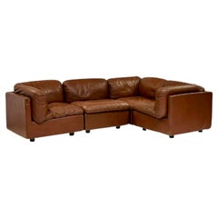 Zanotta, Jonathan de Pas, Cento Sectional Sofa, Brown Leather, 1990s, Italy