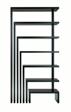 Zanotta Joy Drehbares 7er Regal aus schwarzer mitteldichter Faserplatte