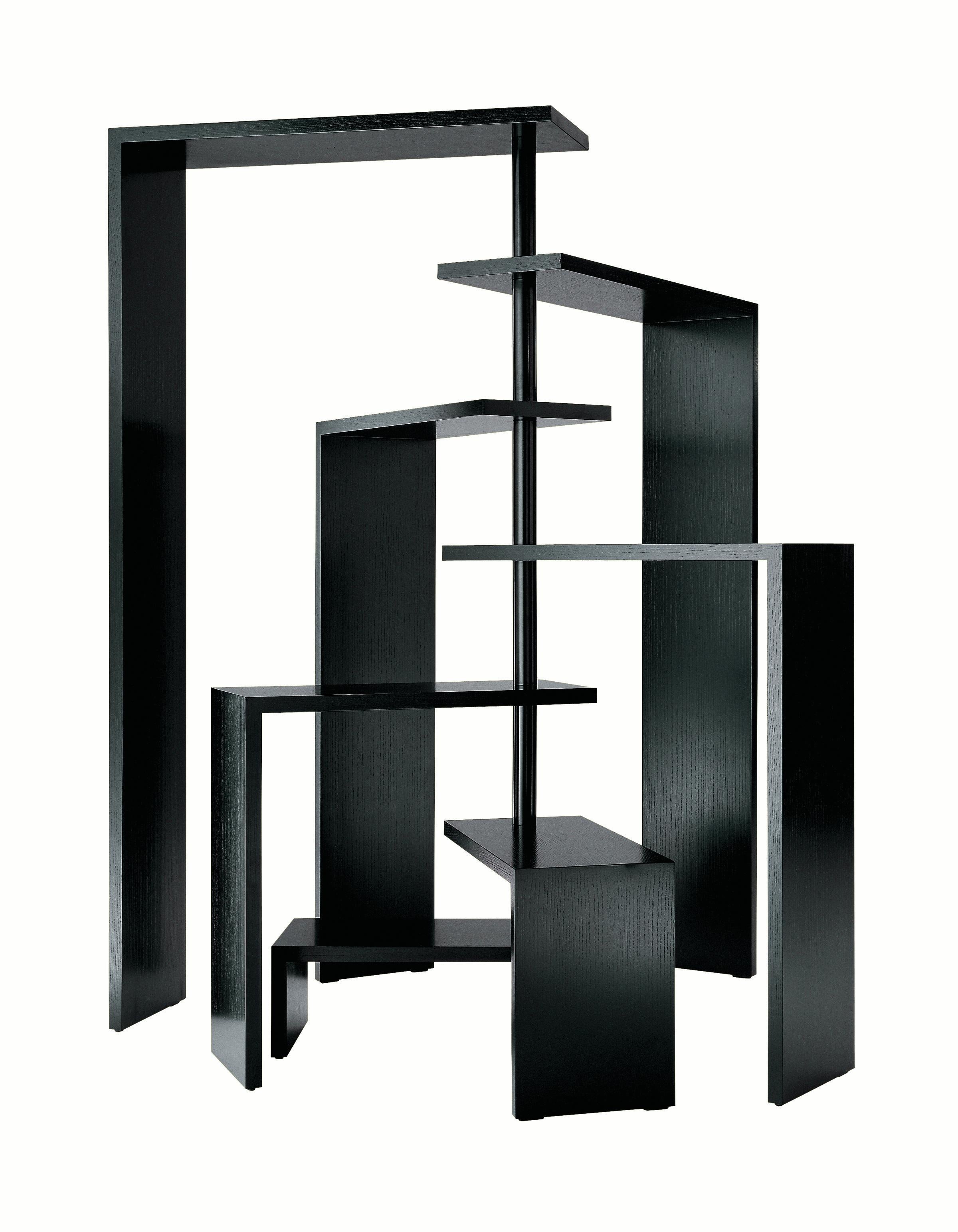 Italian Zanotta Joy Rotating 7 Shelf Unit in Black Medium Density Fiberboard For Sale