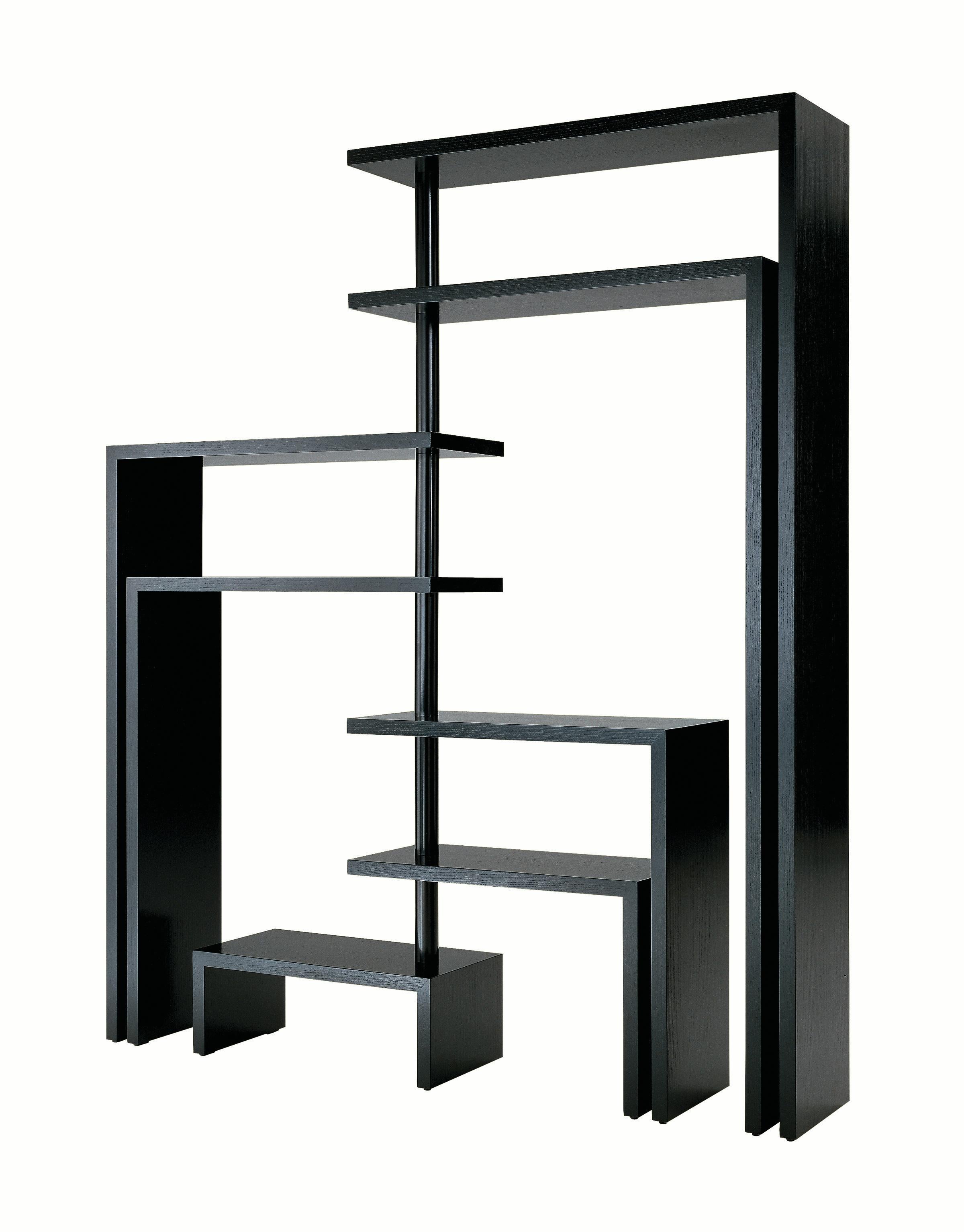 Embossed Zanotta Joy Rotating 7 Shelf Unit in Black Medium Density Fiberboard For Sale