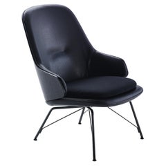 Zanotta Judy Armchair in Black Upholstery with Black Painted Steel Frame