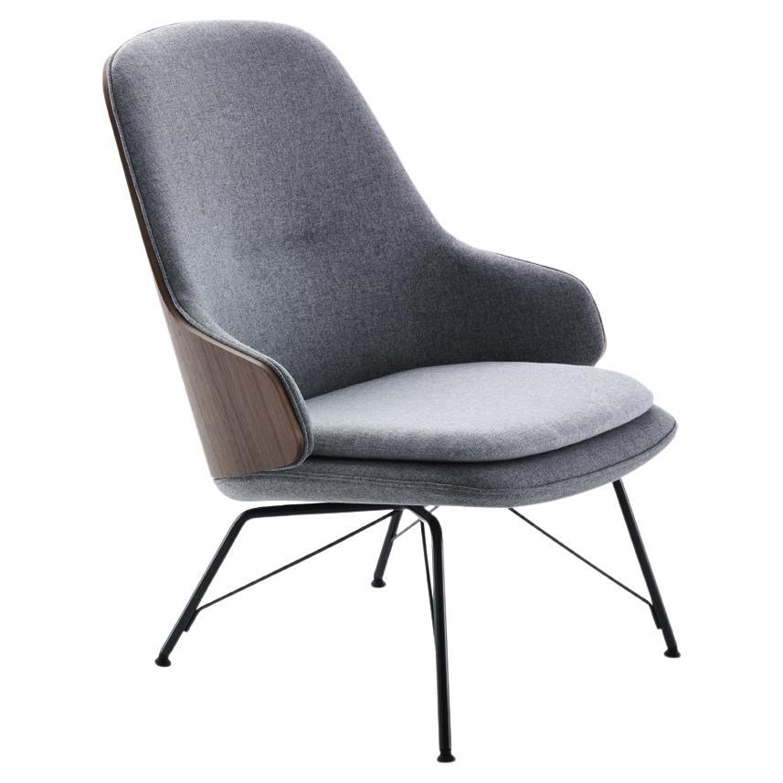 Zanotta Judy Armchair in Grey Upholstery with Black Painted Steel Frame