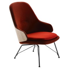 Zanotta Judy Armchair in Red Upholstery with Black Painted Steel Frame