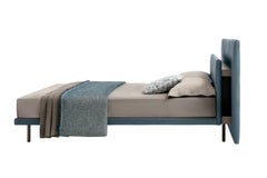 Zanotta King Size Grangala Bed with Single Springingin in Grey Upholstery