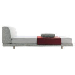 Zanotta King Size Greg Bed in Grey Upholstery with Steel Frame by Emaf Progetti