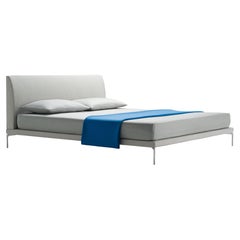 Zanotta King Size Talamo Bed with Single Springing in Grey Upholstery