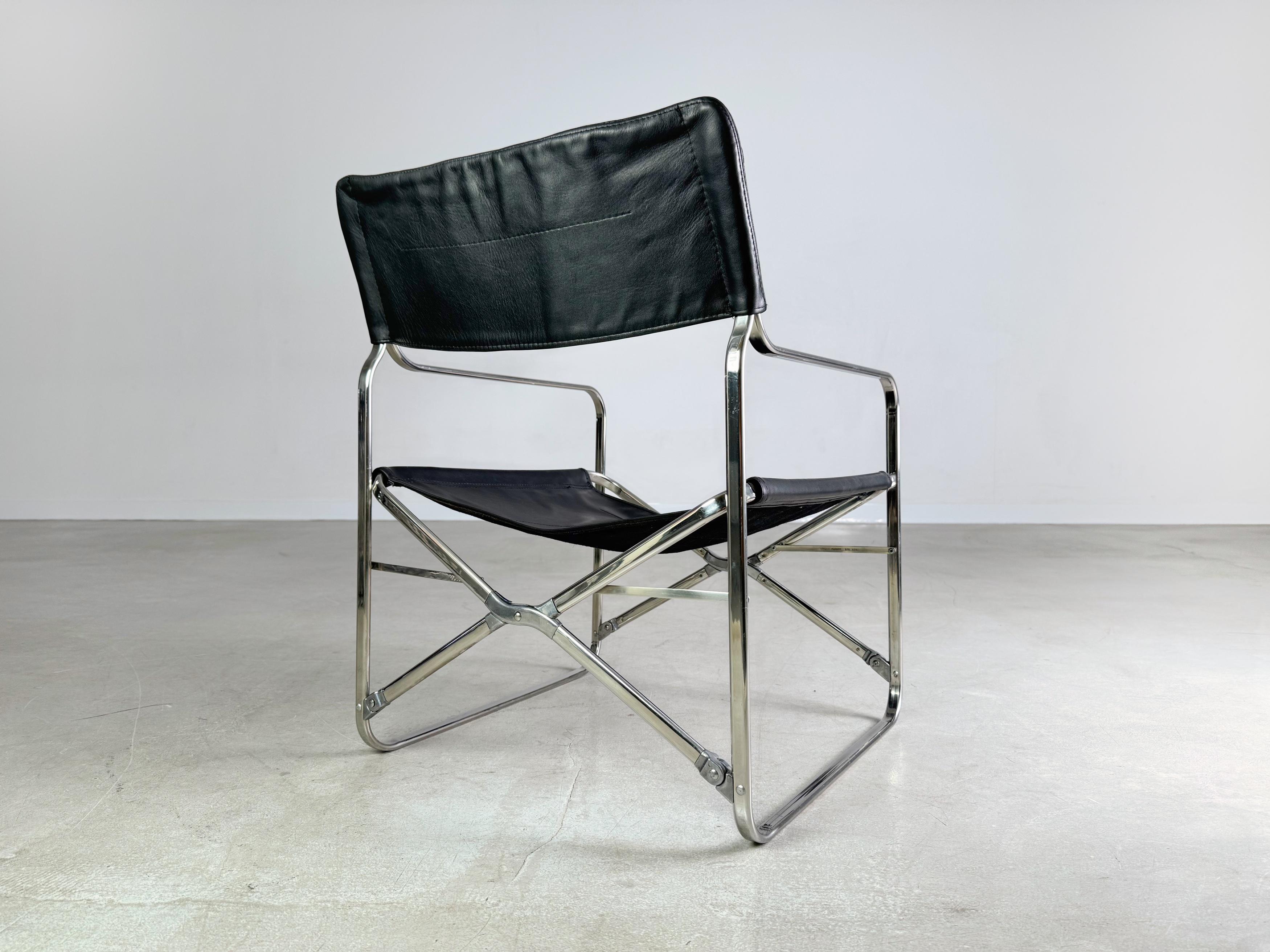 Zanotta Klappstuhl Gae Aulenti Leder April folding chair Regiestuhl For Sale 3