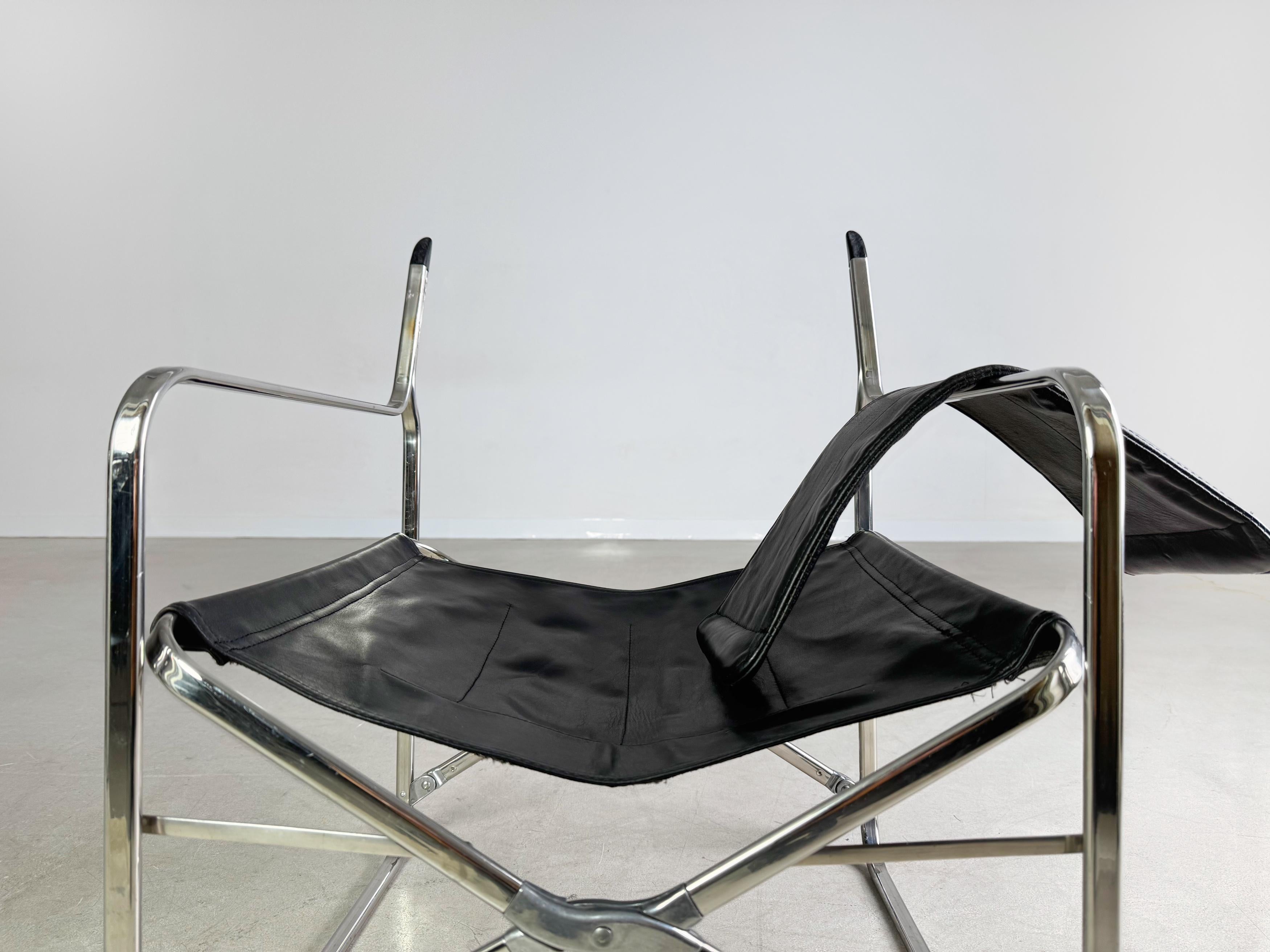 Zanotta Klappstuhl Gae Aulenti Leder April folding chair Regiestuhl For Sale 4