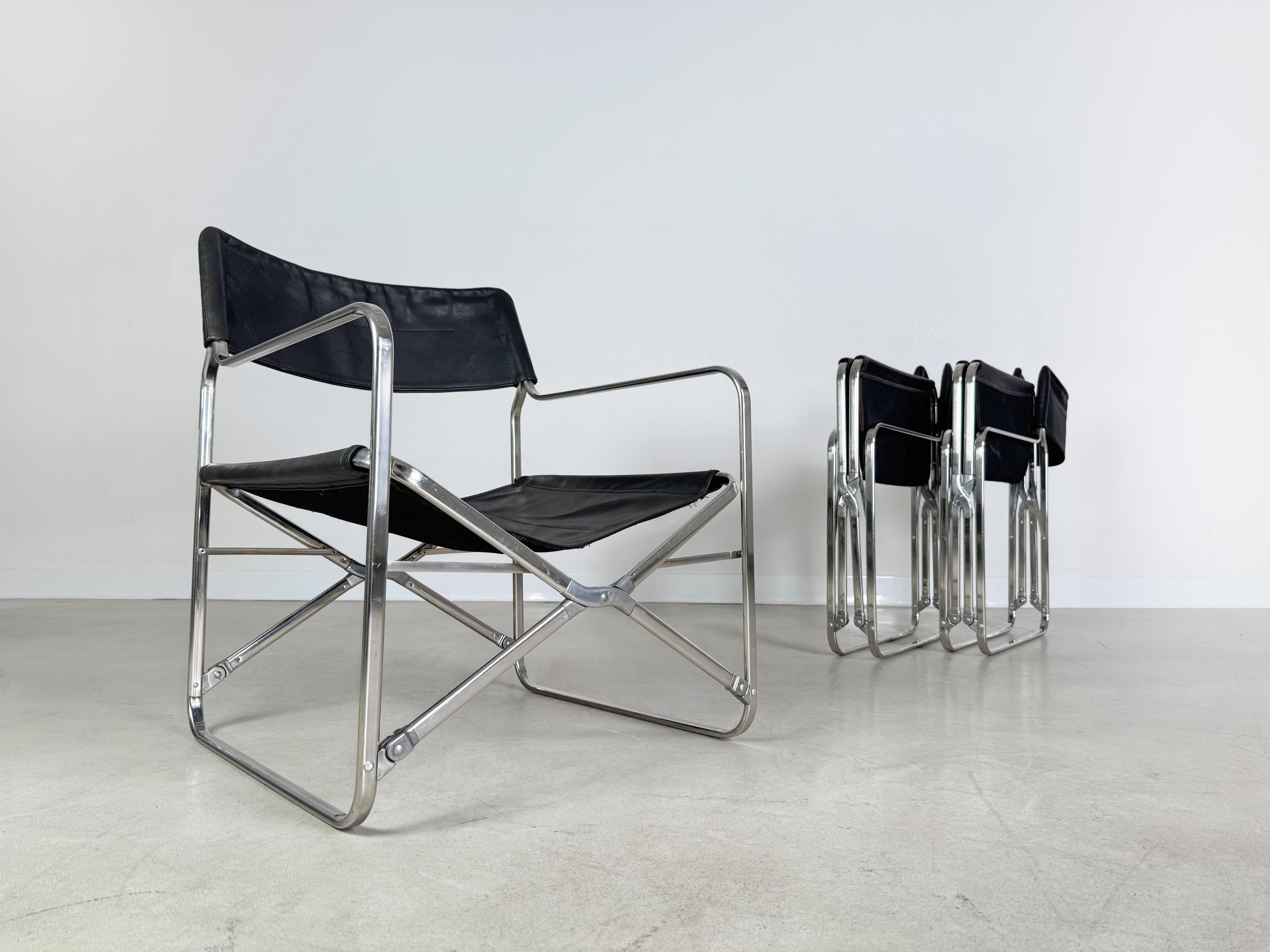 Zanotta Klappstuhl Gae Aulenti Leder April folding chair Regiestuhl For Sale 5