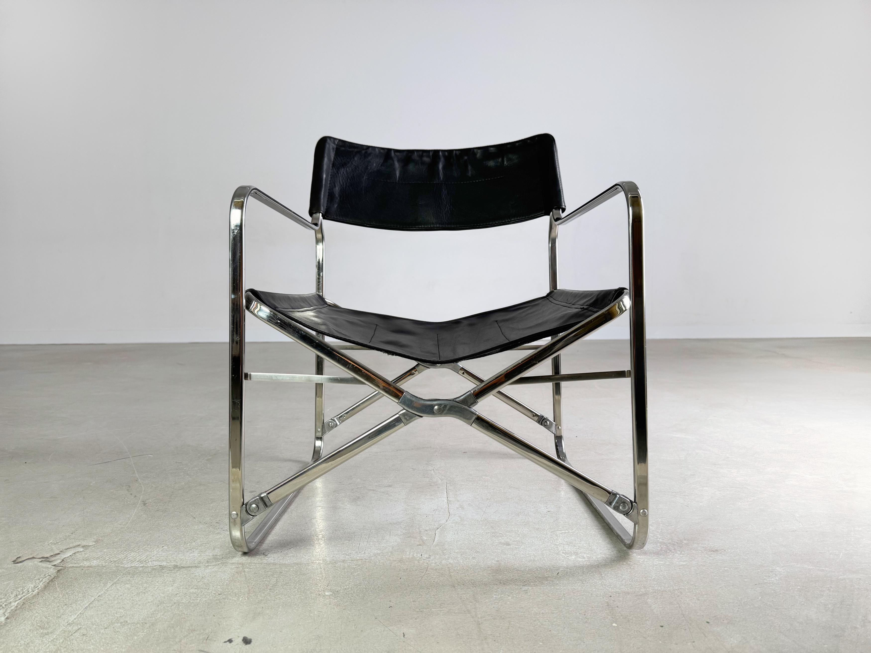 Late 20th Century Zanotta Klappstuhl Gae Aulenti Leder April folding chair Regiestuhl For Sale