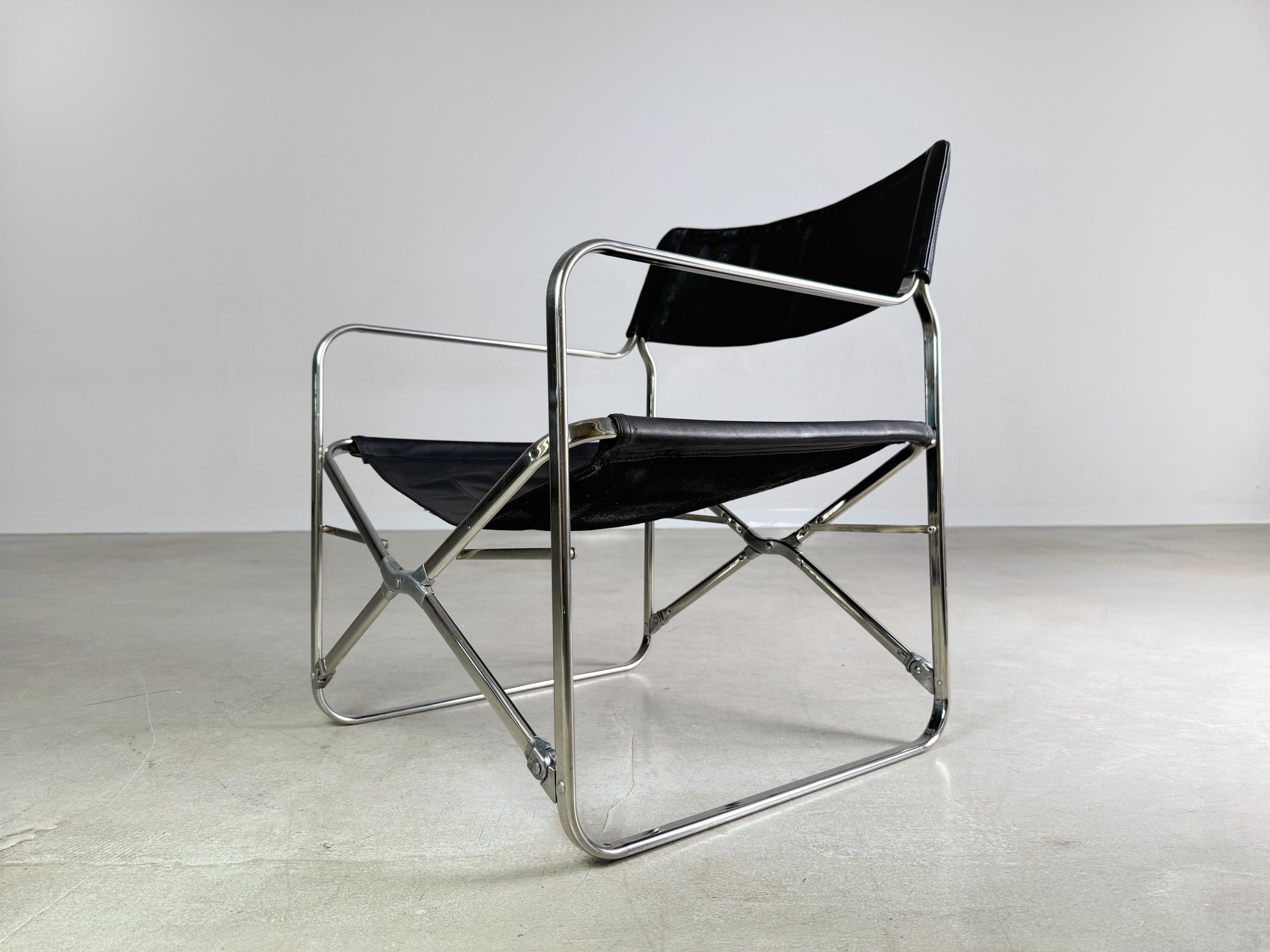 Zanotta Klappstuhl Gae Aulenti Leder April folding chair Regiestuhl For Sale 1