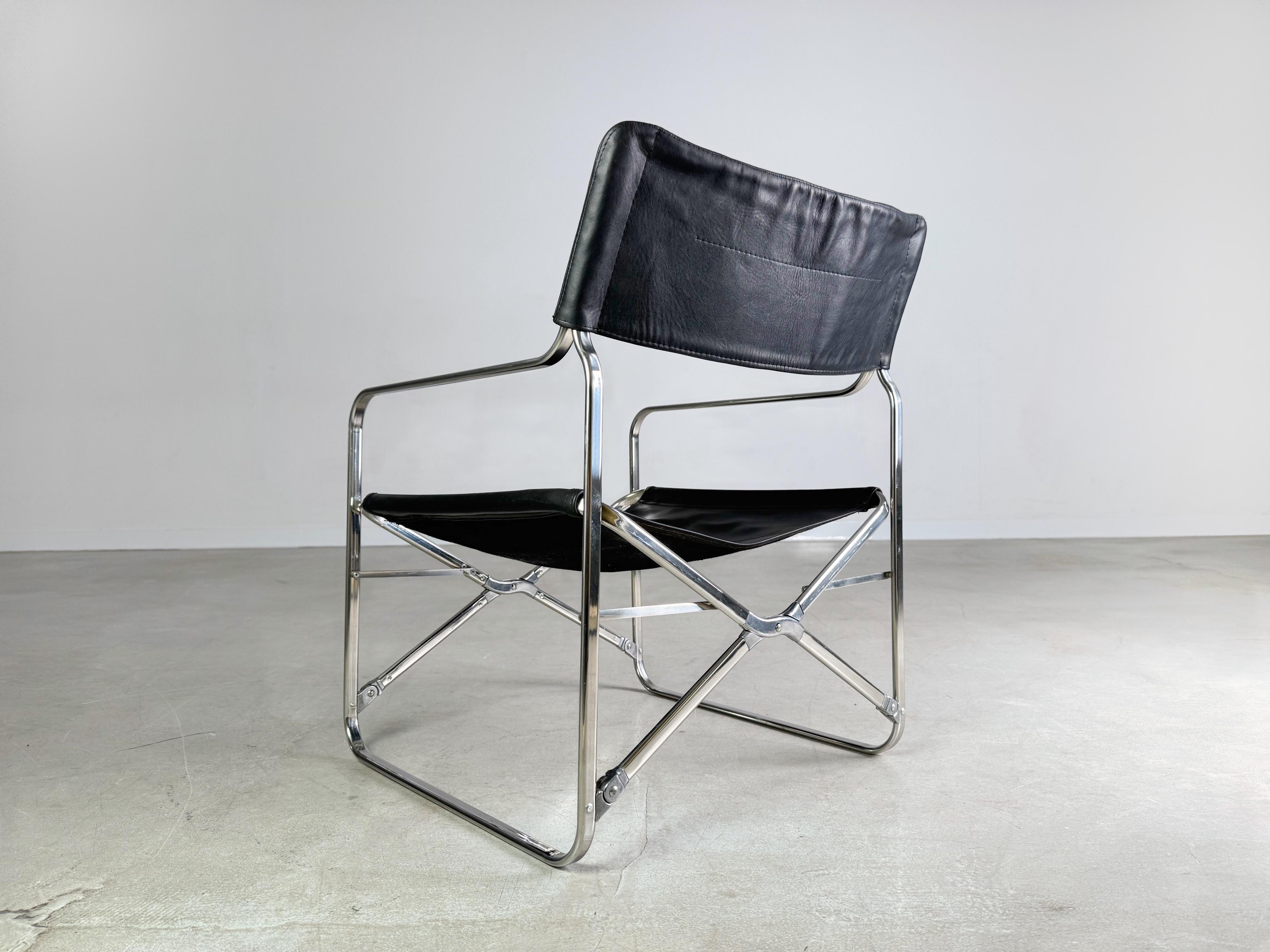 Zanotta Klappstuhl Gae Aulenti Leder April folding chair Regiestuhl For Sale 2