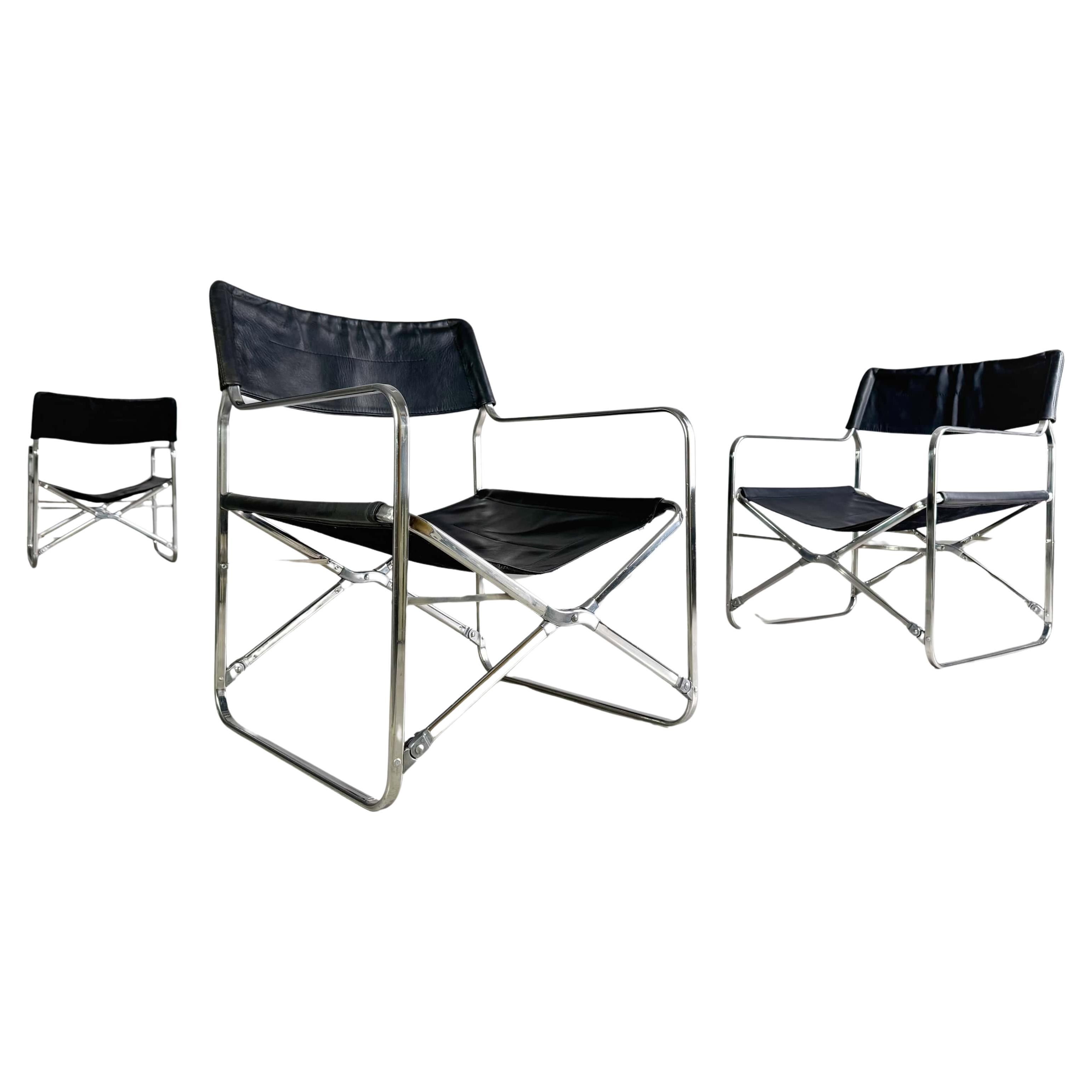 Zanotta Klappstuhl Gae Aulenti Leder April folding chair Regiestuhl