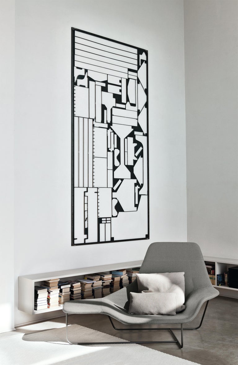 Zanotta Lama Lounge Chair in Black Leather with Graphite Steel