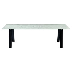 Zanotta Large Ambrosiano Table in Carrara Marble Top with Black Frame by Mist-o