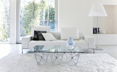Zanotta Large Butterfly Table in Glass Top with Natural Oak by Alexander Taylor