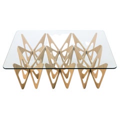 Zanotta Large Butterfly Table in Glass Top with Natural Oak by Alexander Taylor