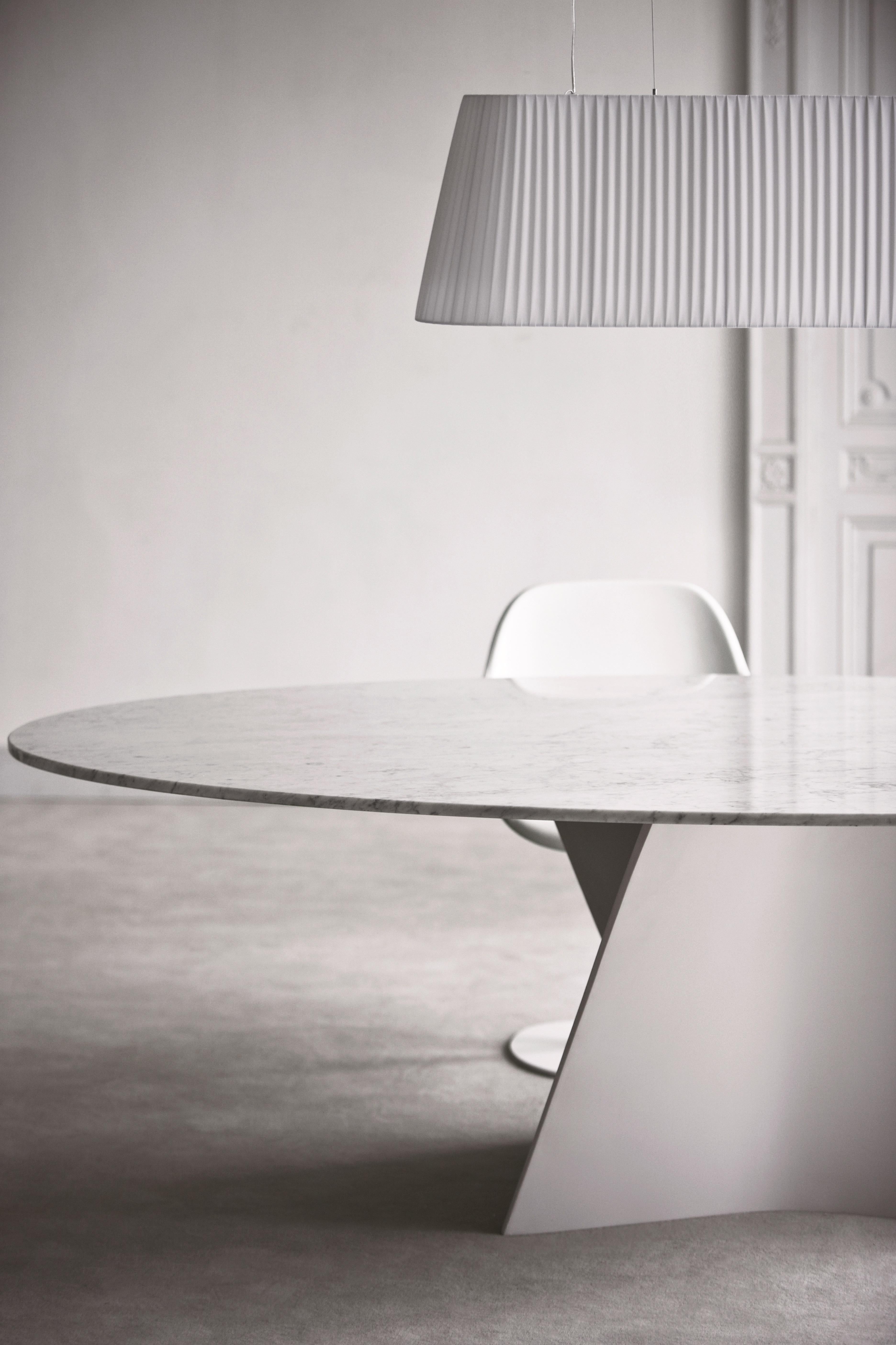 Zanotta Large Elica Table in Carrara Marble Top & White Frame by Prospero Rasulo For Sale 2