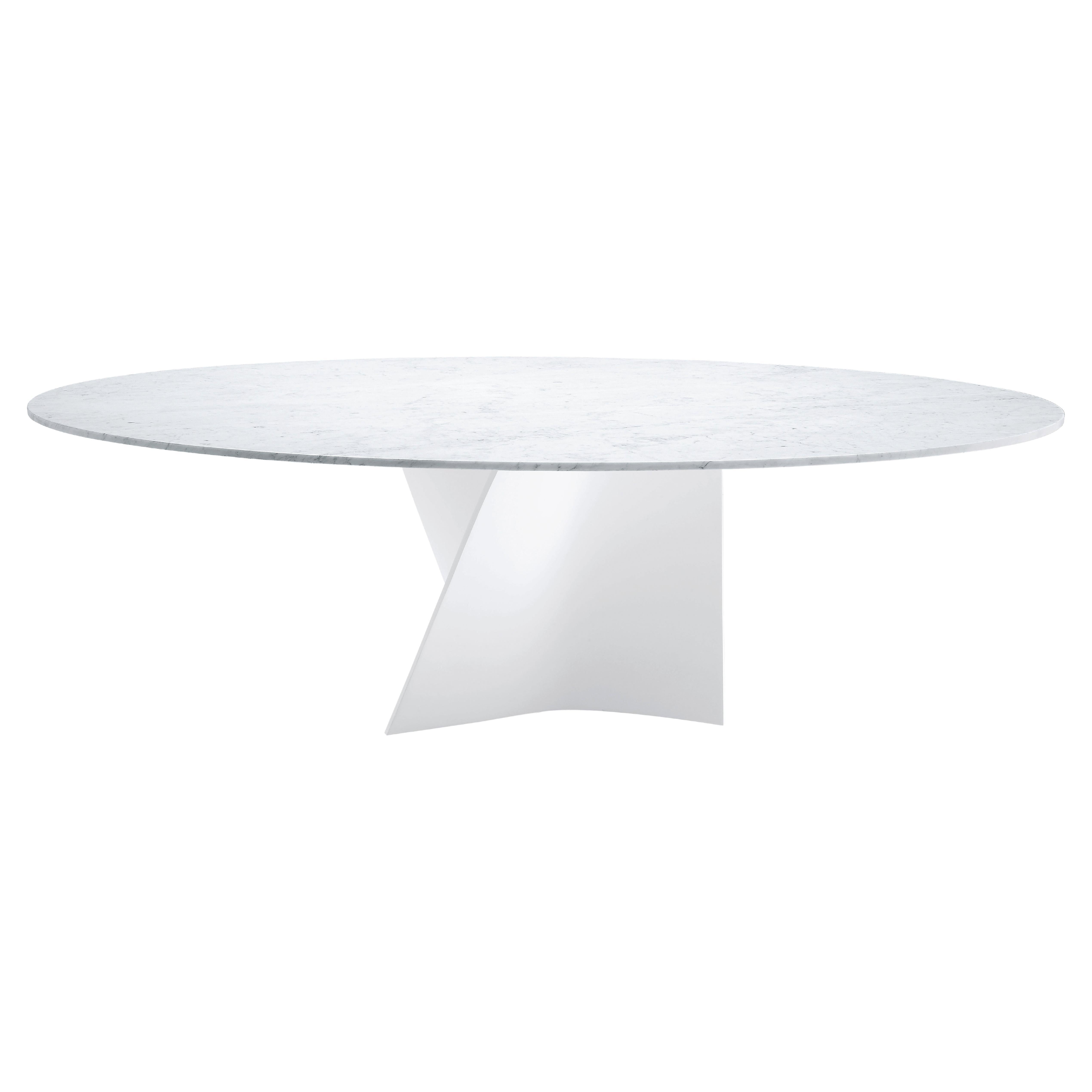 Zanotta Large Elica Table in Carrara Marble Top & White Frame by Prospero Rasulo For Sale
