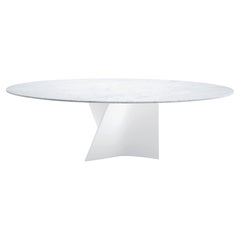 Zanotta Large Elica Table in Carrara Marble Top & White Frame by Prospero Rasulo