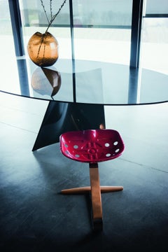 Zanotta Large Elica Table in Clear Glass Top with Black Frame by Prospero Rasulo