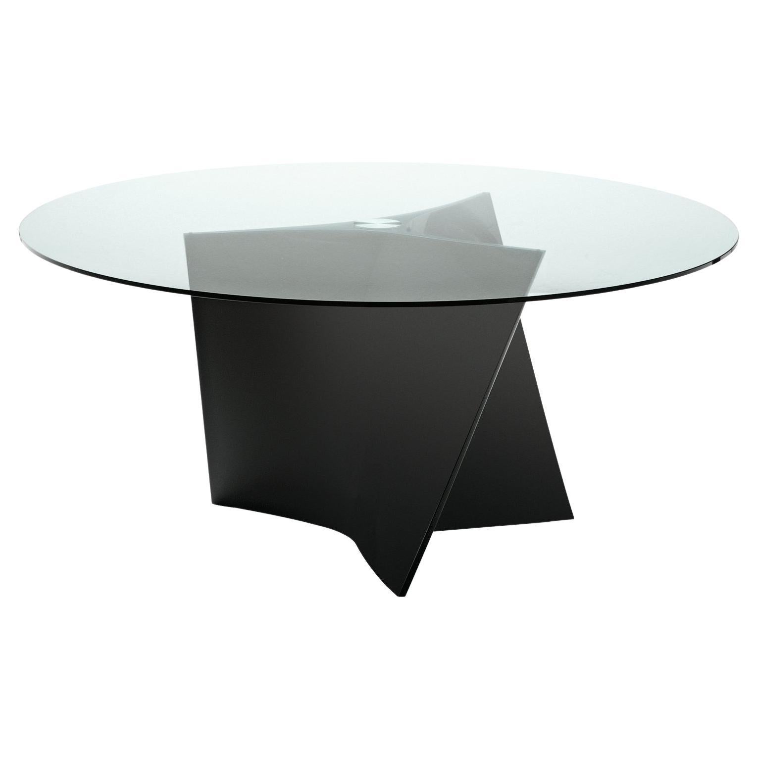 Zanotta Large Elica Table in Clear Glass Top with Black Frame by Prospero Rasulo For Sale