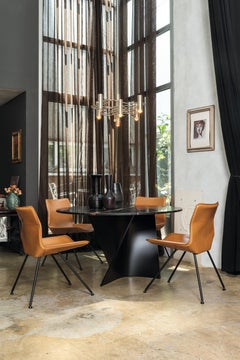 Zanotta Large Elica Table in Sahara Noir Marble Top with Black Frame