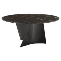Zanotta Large Elica Table in Sahara Noir Marble Top with Black Frame