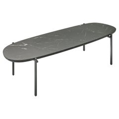 Grande table Niobe Zanotta avec plateau en marbre Marquinia et cadre en acier noir