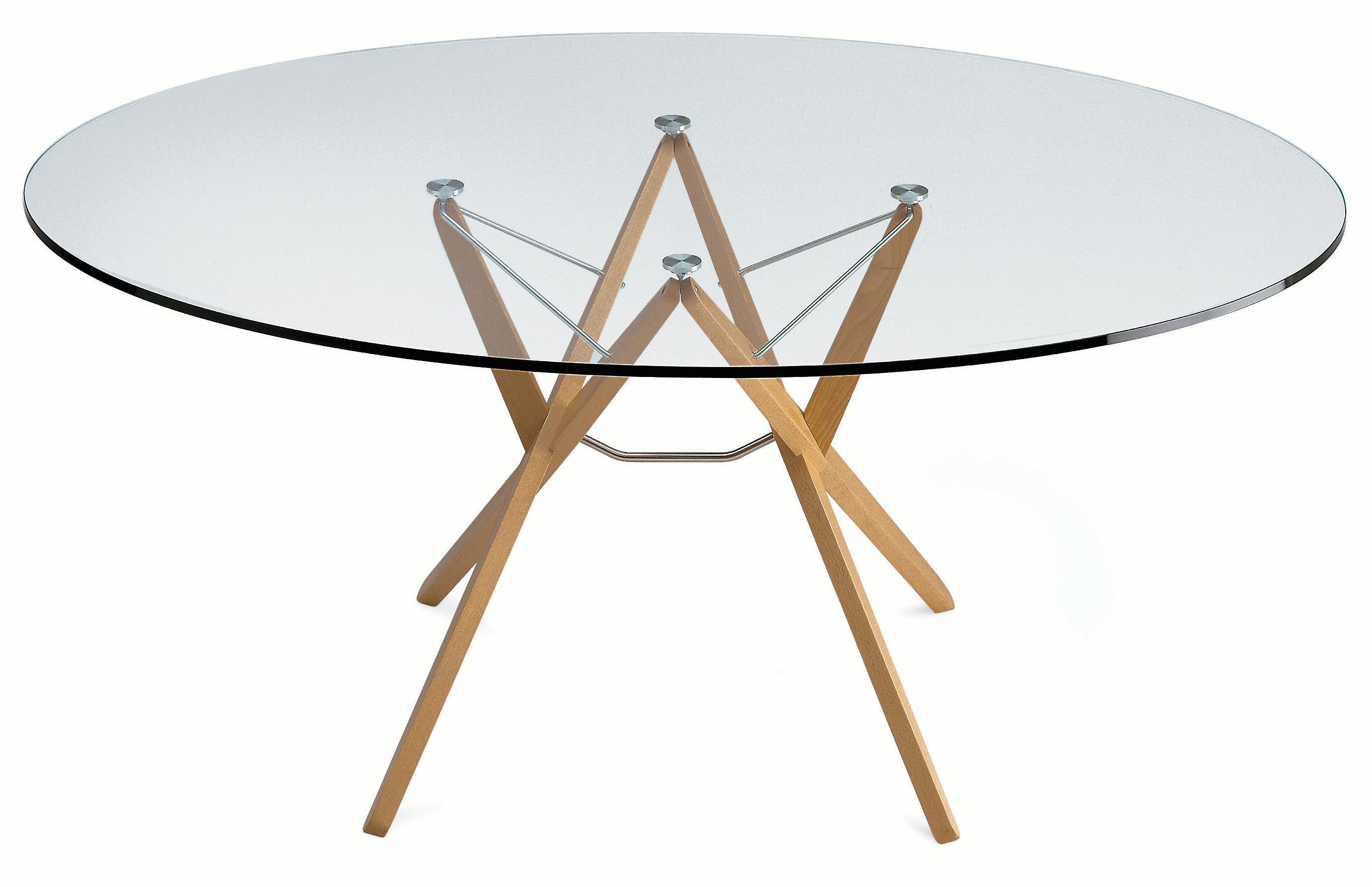 Großer Orione-Tisch von Zanotta mit Plattenglasplatte und Rahmen aus Eiche Natur