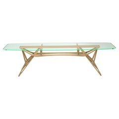 Zanotta Large Reale CM Table in Clear Glass Top with Natural Oak Frame