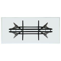 Zanotta Large Reale Table in Glass Top with Bevelled Edges and Black Oak Frame