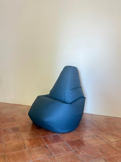 Grand pouf Sacco de Zanotta en tissu Vip bleu marine, par Gatti, Paolini, Teodoro, en stock