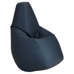 Grand pouf Sacco de Zanotta en tissu Vip bleu marine, par Gatti, Paolini, Teodoro, en stock