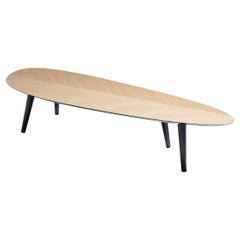 Zanotta Large Tweed Mini Table in Natural Oak Top with Black Frame