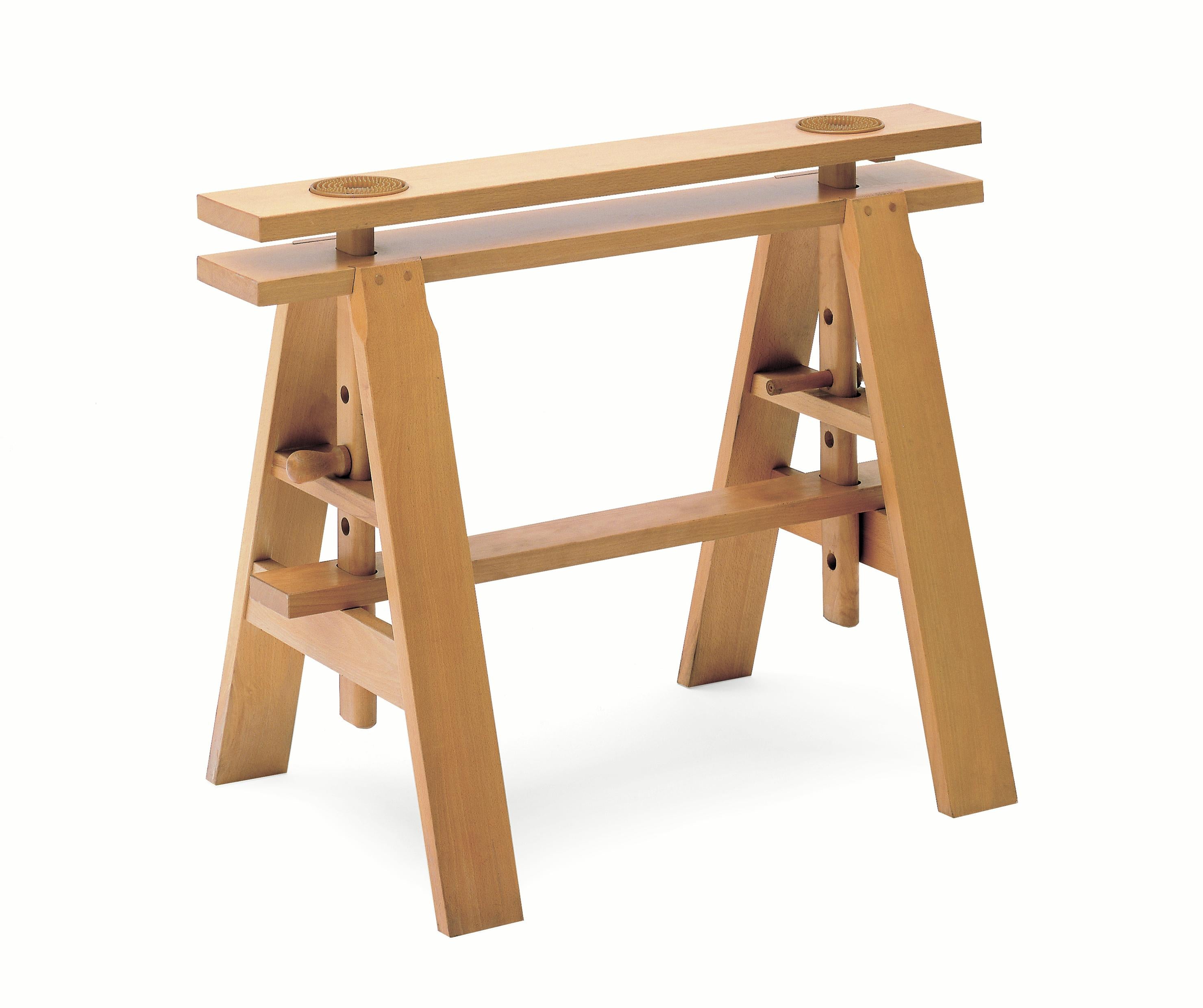 Zanotta Leonardo Working Table in Laminate Top and Natural Varnished Beech Frame by Achille Castiglioni

Natural varnished steam-treated beech trestle. 1” thick , particleboard top coated with white plastic laminate, or 1/2” thick, tempered plate