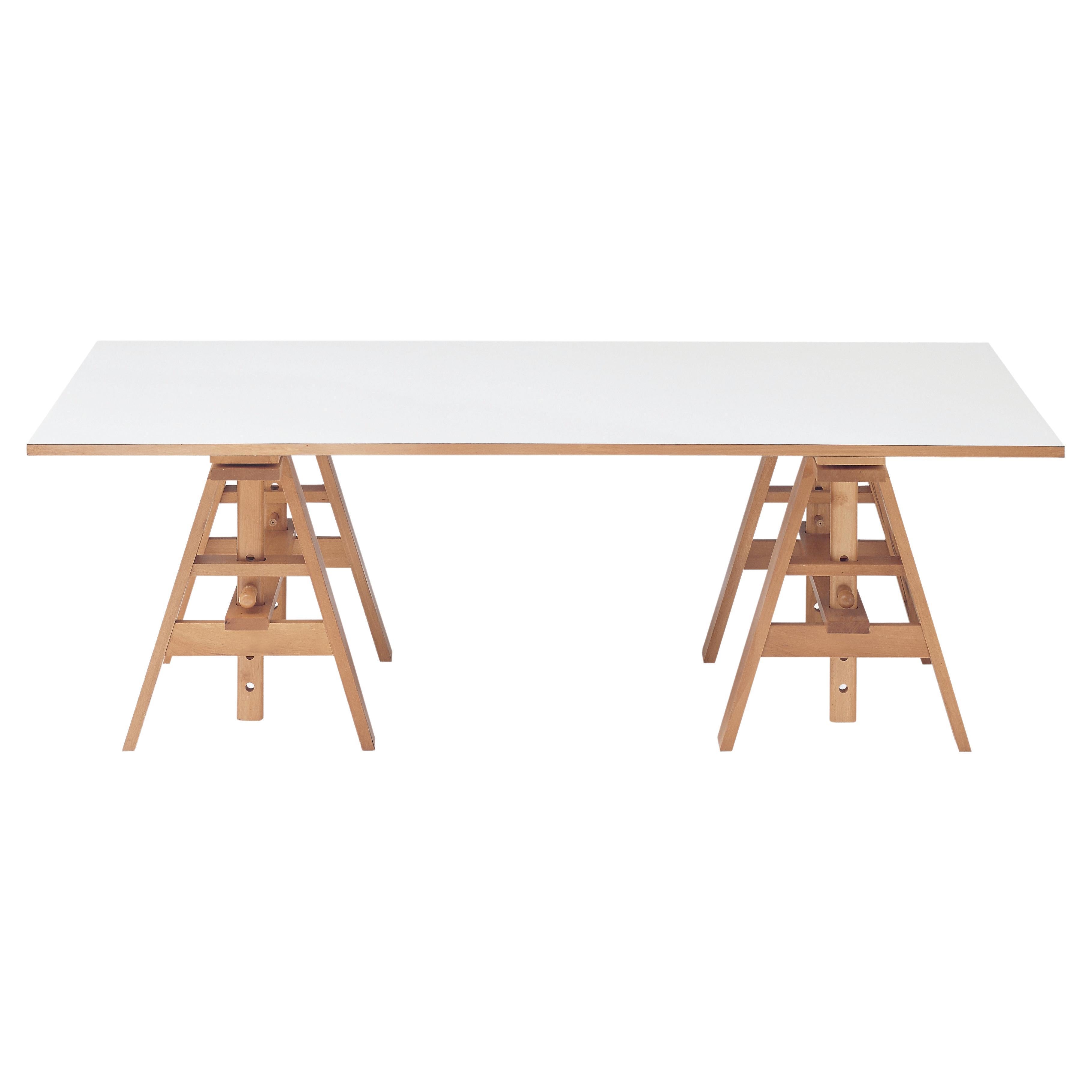 Zanotta Leonardo Working Table in Laminated Top & Natural Varnished Beech Frame For Sale
