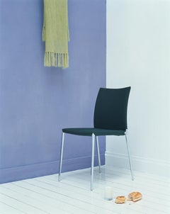 Zanotta Lia Chair in Black Upholstery with Polished Aluminum Frame