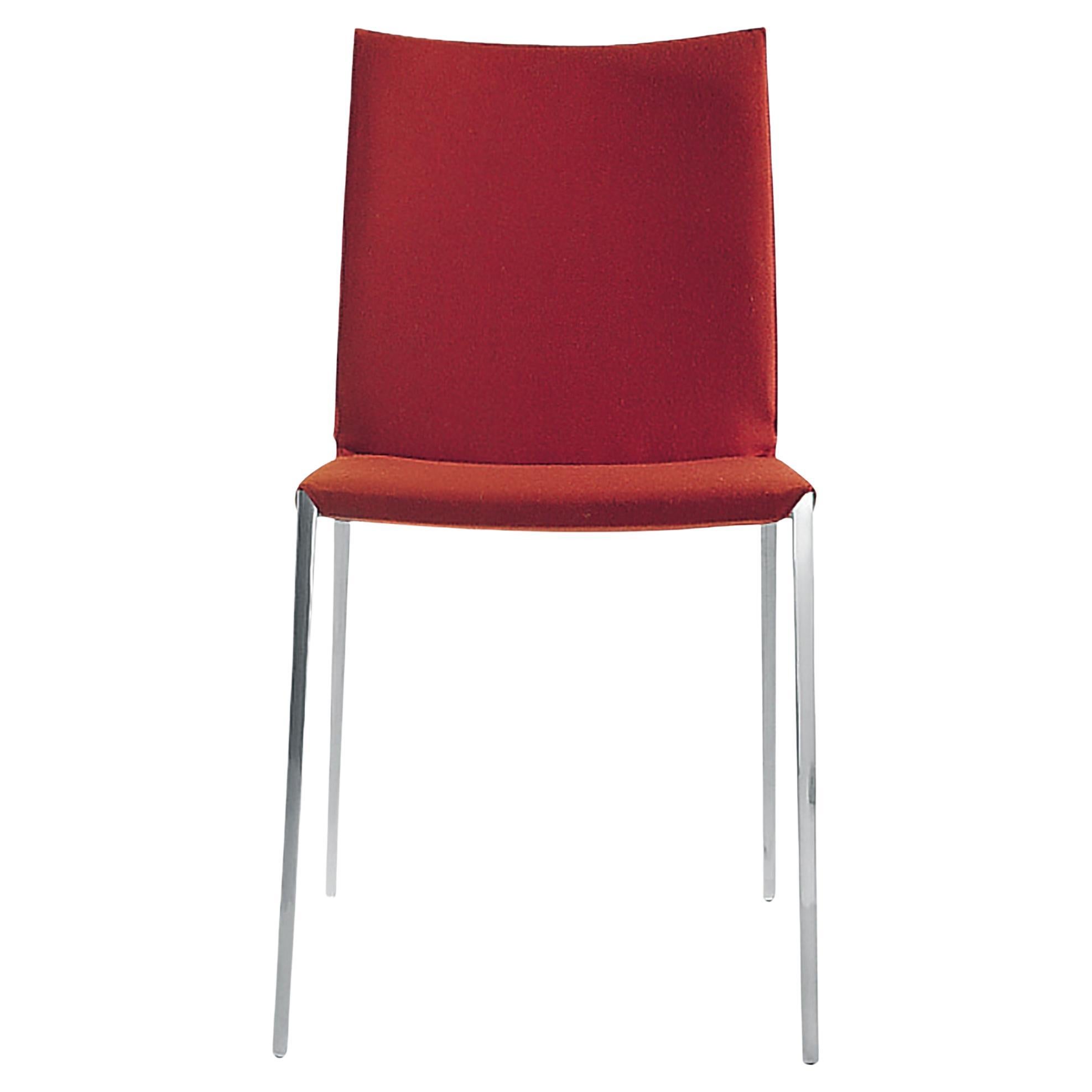Zanotta Lia Chair in Red Fabric with Polished Aluminum Frame by Roberto Barbieri