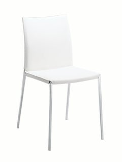 Zanotta Lia Chair in White Upholstery with Polished Aluminum Frame