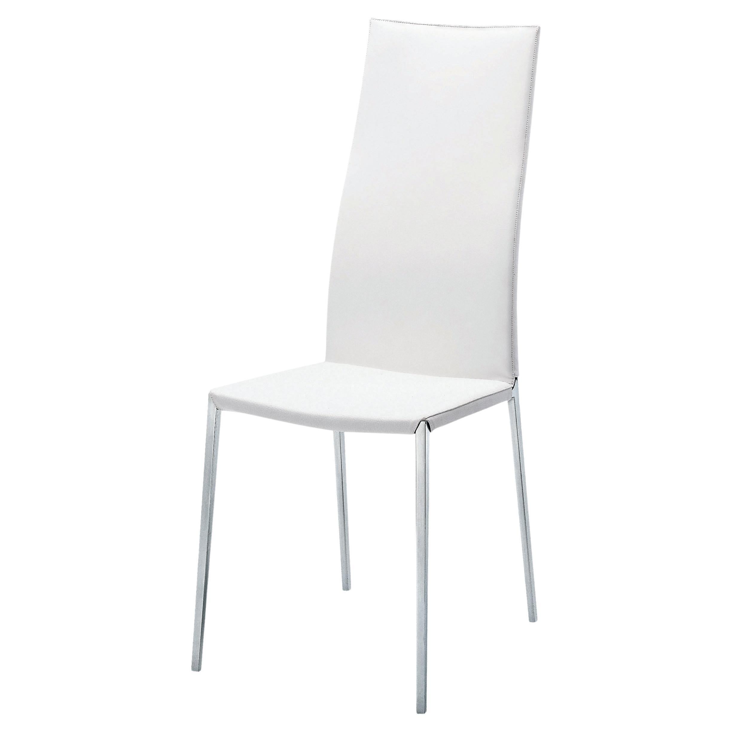 Zanotta Lialta Chair in White Upholstery with Polished Aluminum Frame