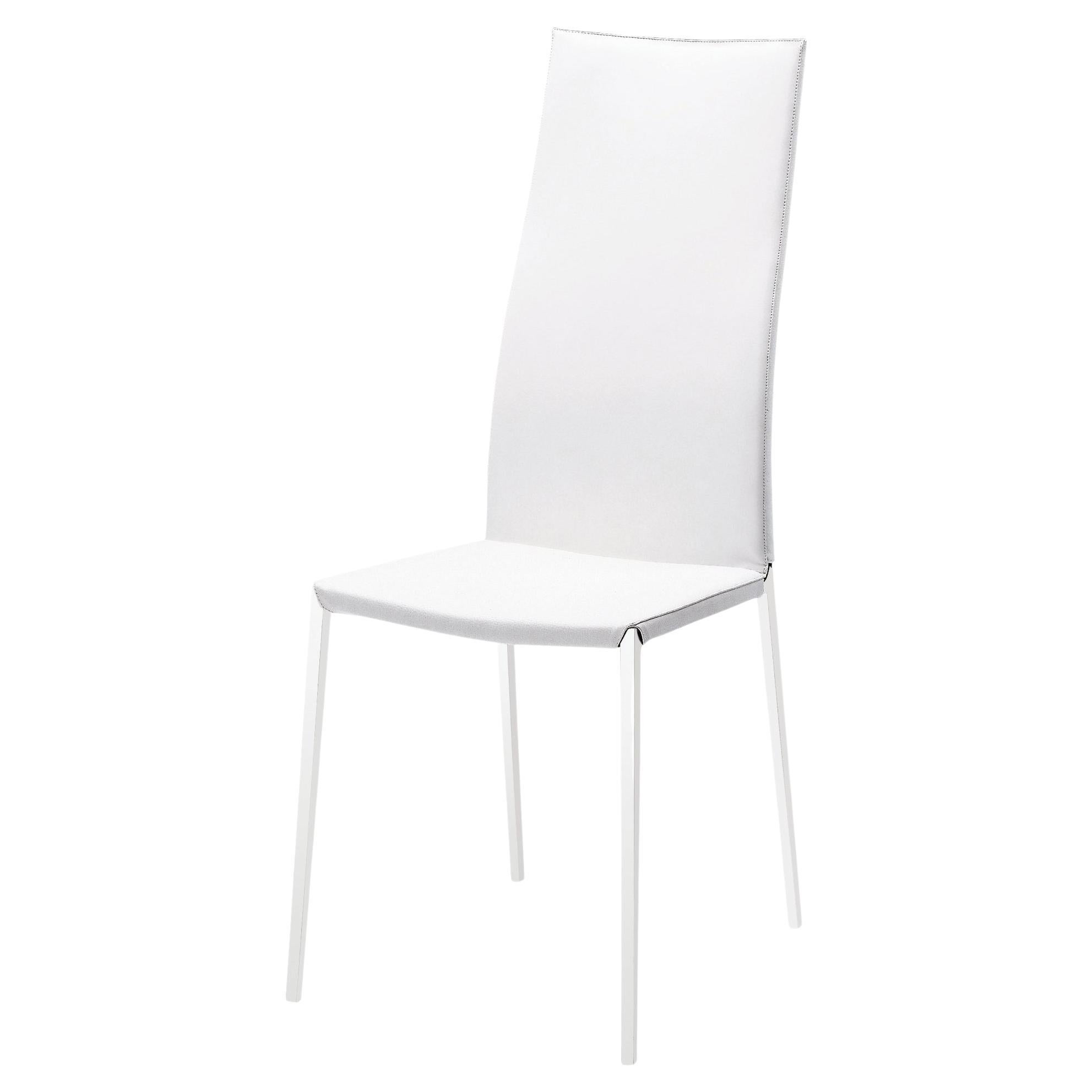 Zanotta Lialta-Stuhl mit weißer Polsterung und weißem Aluminiumgestell