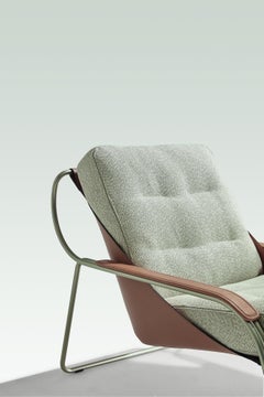 Zanotta Maggiolina Lounge Chair in Tocco Upholstery with Nickel Satin Frame