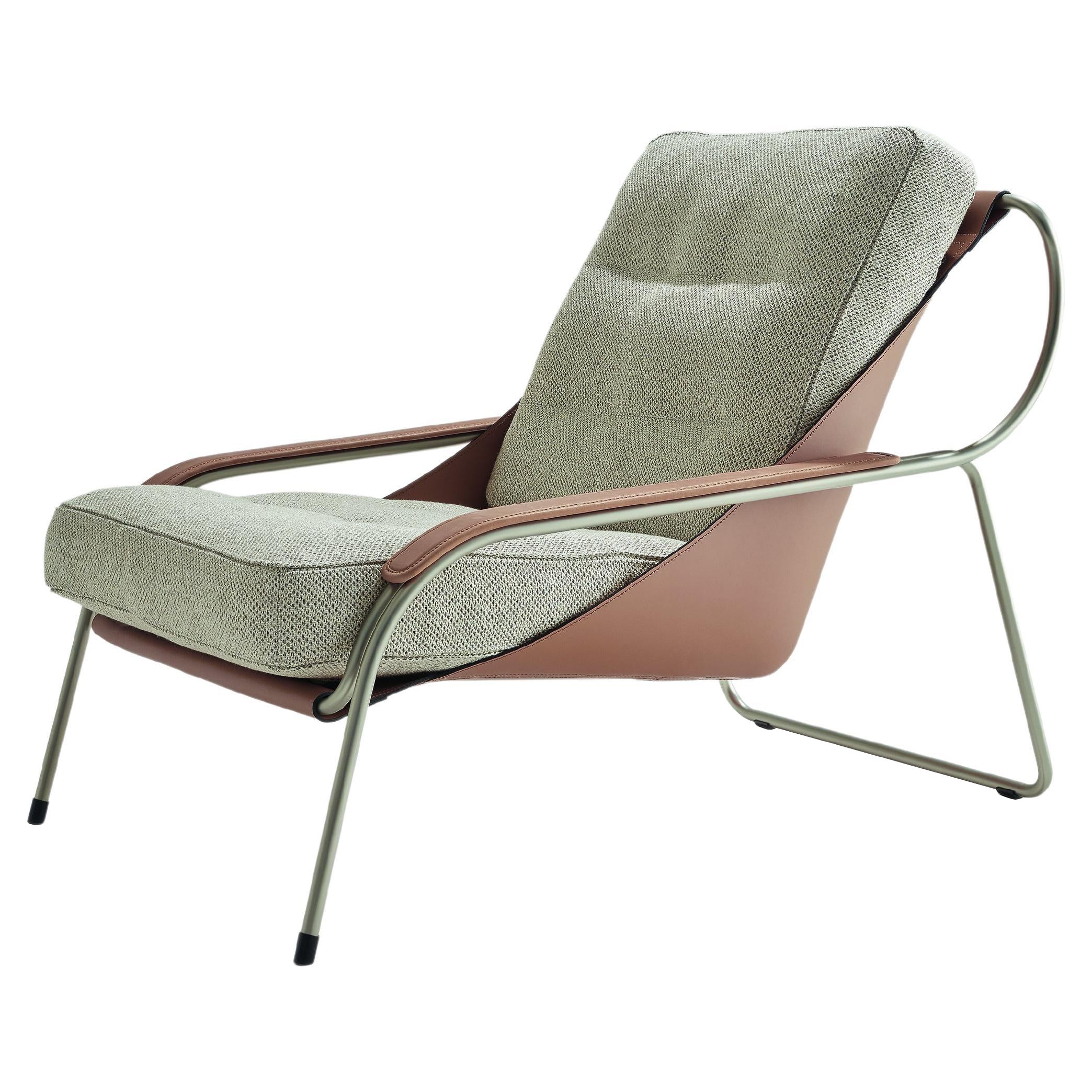 Zanotta Maggiolina Lounge Chair in Tocco Upholstery with Nickel Satin Frame