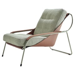 Zanotta Maggiolina Lounge Chair in Tocco Upholstery with Nickel Satin Frame